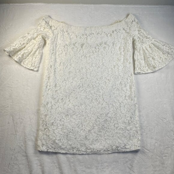 Eye Of The Neddle Womens Off Shoulder Dress Ivory Sz M/L Feminine Whismsical - Picture 14 of 16